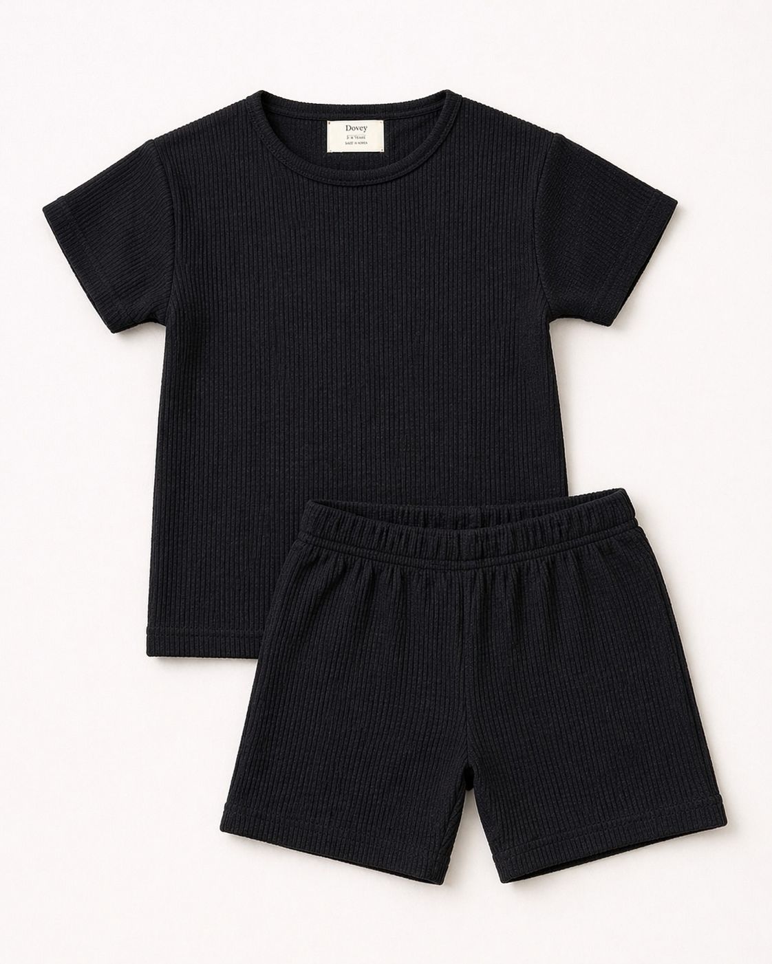 Waffle Knit Co-ord Set(Midnight Black)