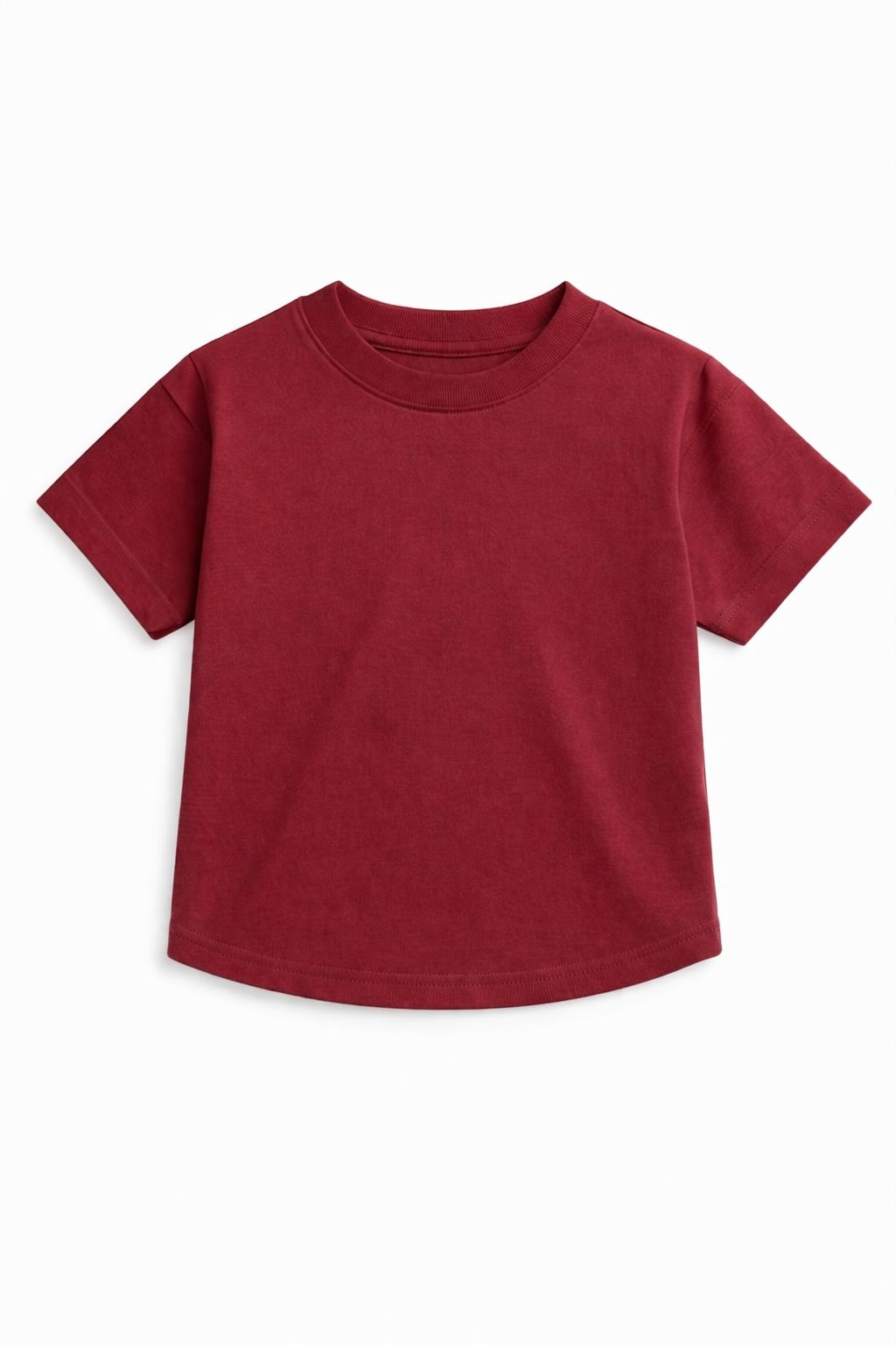 Cotton drop shoulder T shirt(Terra Maroon)
