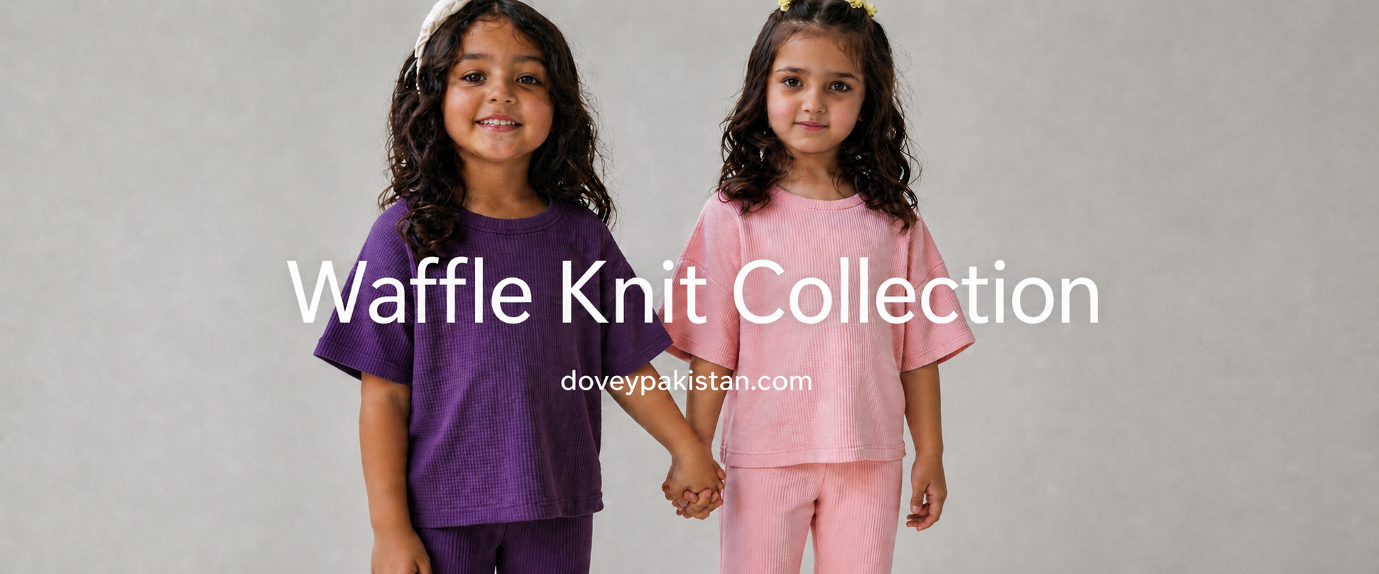 Kids waffle knit co-ord sets, soft breathable matching outfits for boys and girls ages 2-8.